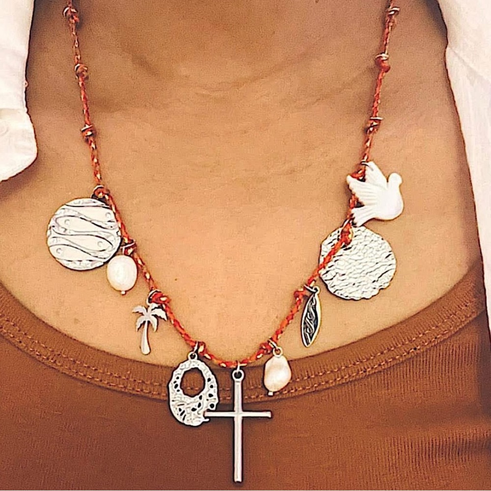 Spring/Summer 26’ Natural Shell Ocean Theme Cotton Rope Charm Necklace - Picture 2 of 2